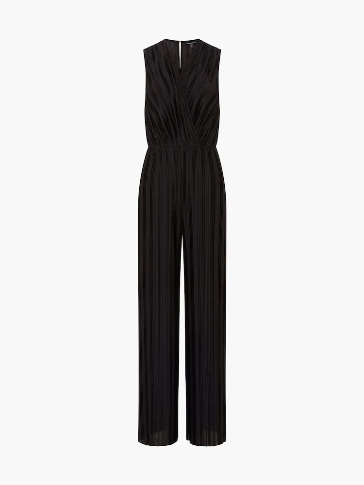 French Connection Black Pleated V-Neck Ronnie Jumpsuit - Image 4 of 4 French Connection Black Pleated V-Neck Ronnie Jumpsuit - Image 4 of 4