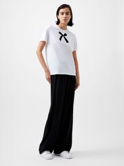 French Connection White 100% Cotton Bow Graphic T-Shirt - Image 3 of 4
