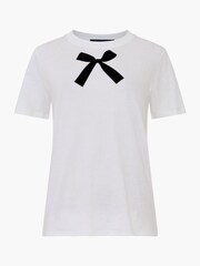 French Connection White 100% Cotton Bow Graphic T-Shirt - Image 4 of 4