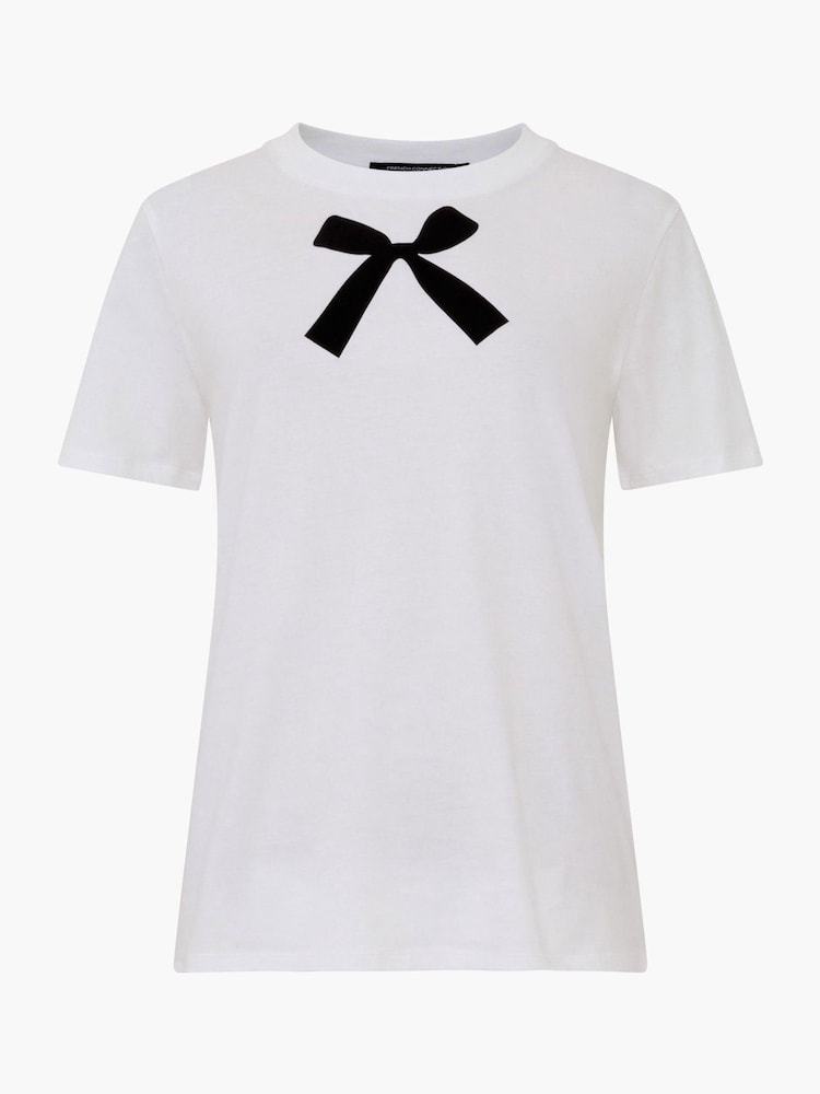 French Connection White 100% Cotton Bow Graphic T-Shirt - Image 4 of 4