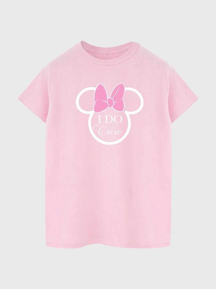 Brands In Pink Women Boyfriend Fit Disney Minnie Mouse I Do Crew 100% Cotton T-Shirt - Image 2 of 3