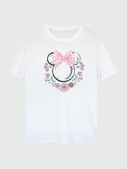 Brands In White Women Boyfriend Fit Disney Minnie Mouse Flowers 100% Cotton T-Shirt - Image 2 of 3