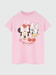 Brands In Pink Women Boyfriend Fit Disney Minnie Mouse Daisy Duck Cherry Pie 100% Cotton T-Shirt - Image 2 of 3