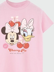 Brands In Pink Women Boyfriend Fit Disney Minnie Mouse Daisy Duck Cherry Pie 100% Cotton T-Shirt - Image 3 of 3