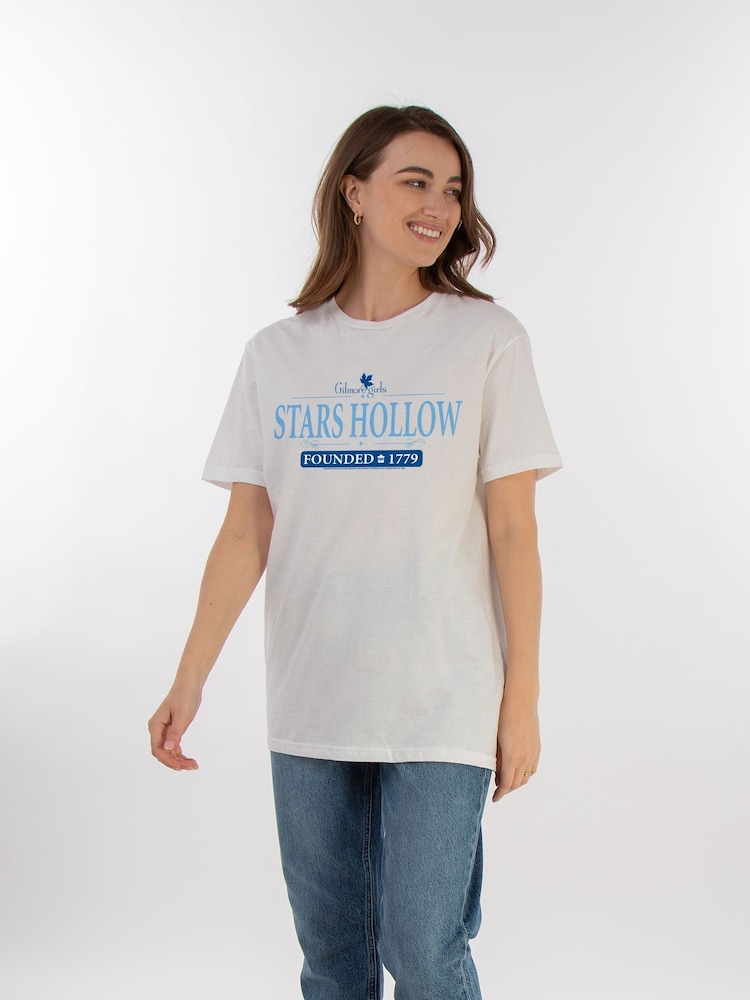 Brands In White Women Boyfriend Fit Gilmore Girls Stars Hollow 100% Cotton T-Shirt - Image 1 of 3