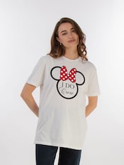 Brands In White Women Boyfriend Fit Disney Minnie Mouse I Do Crew 100% Cotton T-Shirt - Image 1 of 3