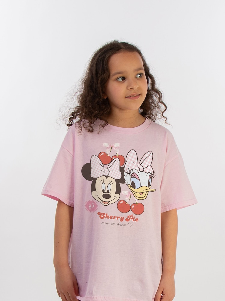 Brands In Pink Girls Disney Minnie Mouse Daisy Duck Cherry Pie 100% Cotton T-Shirt - Image 1 of 3