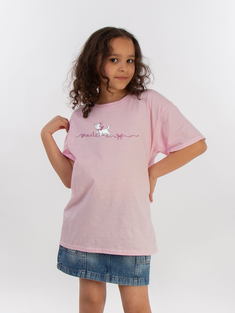 Brands In Pink Girls Disney The Aristocats Marie Ribbon 100% Cotton T-Shirt - Image 1 of 3