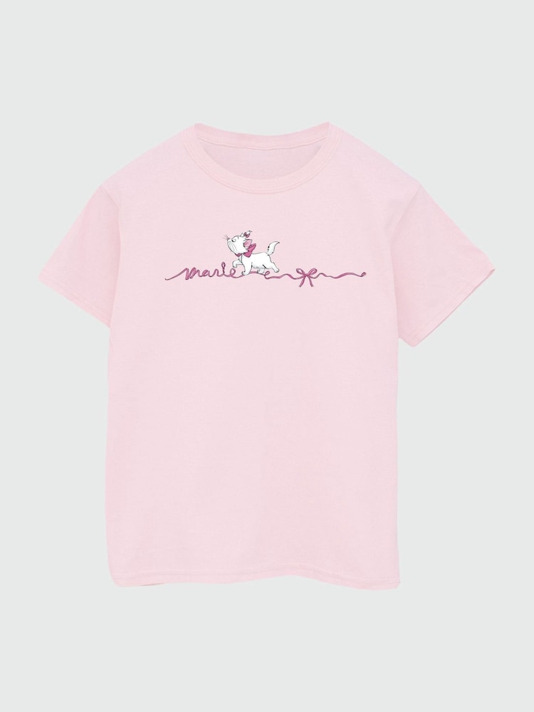 Brands In Pink Girls Disney The Aristocats Marie Ribbon 100% Cotton T-Shirt - Image 2 of 3