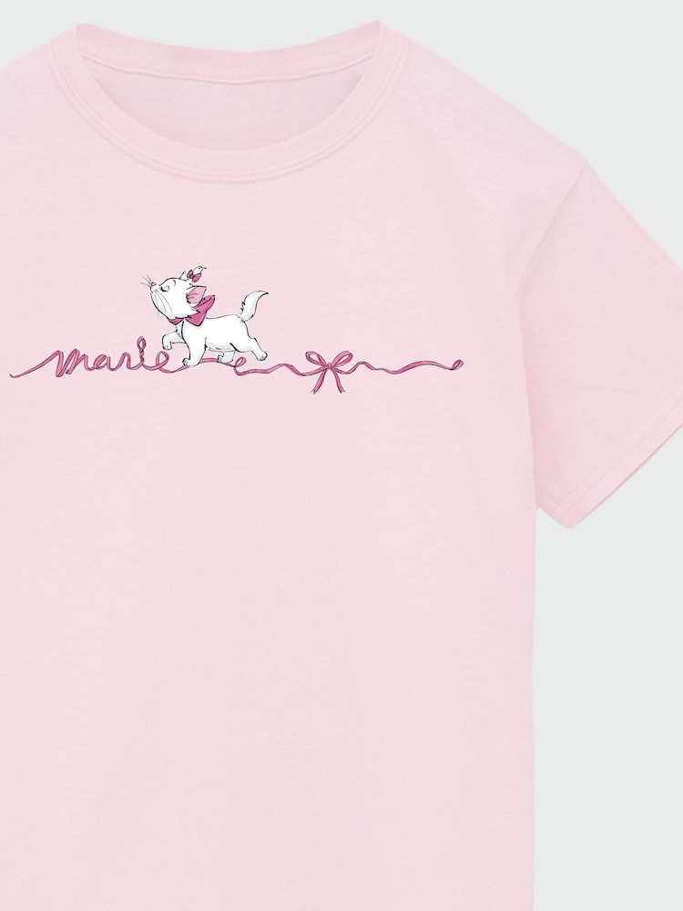 Brands In Pink Girls Disney The Aristocats Marie Ribbon 100% Cotton T-Shirt - Image 3 of 3