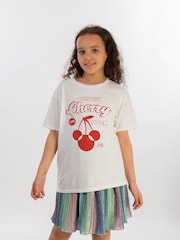 Brands In White Girls Disney Mickey Mouse Cherry Logo 100% Cotton T-Shirt - Image 1 of 3