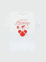 Brands In White Girls Disney Mickey Mouse Cherry Logo 100% Cotton T-Shirt - Image 2 of 3