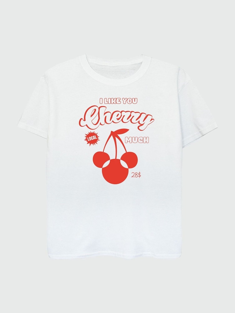 Brands In White Girls Disney Mickey Mouse Cherry Logo 100% Cotton T-Shirt - Image 2 of 3