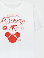 Brands In White Girls Disney Mickey Mouse Cherry Logo 100% Cotton T-Shirt - Image 3 of 3