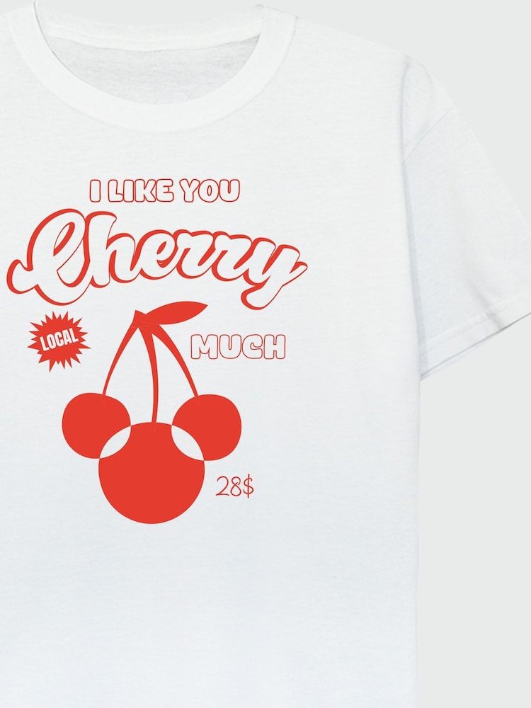 Brands In White Girls Disney Mickey Mouse Cherry Logo 100% Cotton T-Shirt - Image 3 of 3