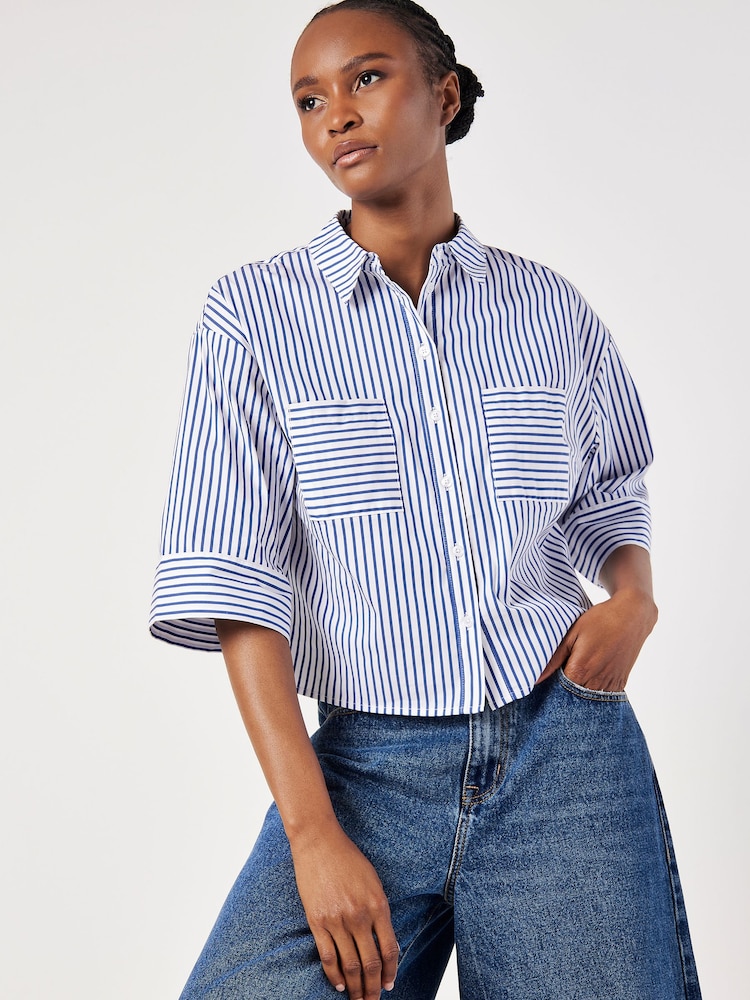 Apricot White Cropped Boxy Shirt - Image 1 of 5