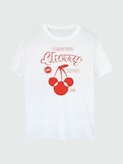Brands In White Women Boyfriend Fit Disney Mickey Mouse Cherry Logo 100% Cotton T-Shirt - Image 2 of 3
