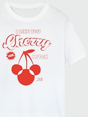 Brands In White Women Boyfriend Fit Disney Mickey Mouse Cherry Logo 100% Cotton T-Shirt - Image 3 of 3