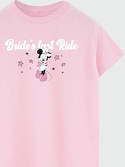 Brands In Pink Women Boyfriend Fit Disney Minnie Mouse Brides Last Ride 100% Cotton T-Shirt - Image 3 of 3