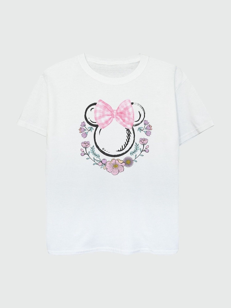 Brands In White Girls Disney Minnie Mouse Flowers 100% Cotton T-Shirt - Image 2 of 3
