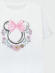 Brands In White Girls Disney Minnie Mouse Flowers 100% Cotton T-Shirt - Image 3 of 3