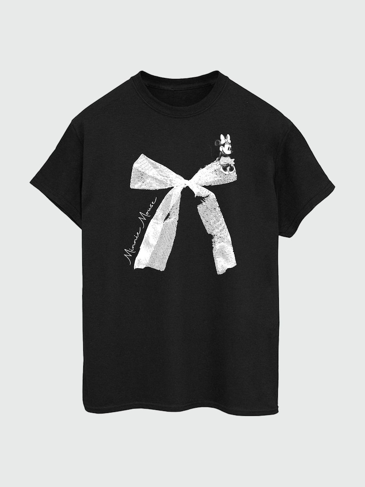 Brands In Black Boyfriend Fit Women Disney Minnie Mouse Bow 100% Cotton T-Shirt - Image 2 of 3