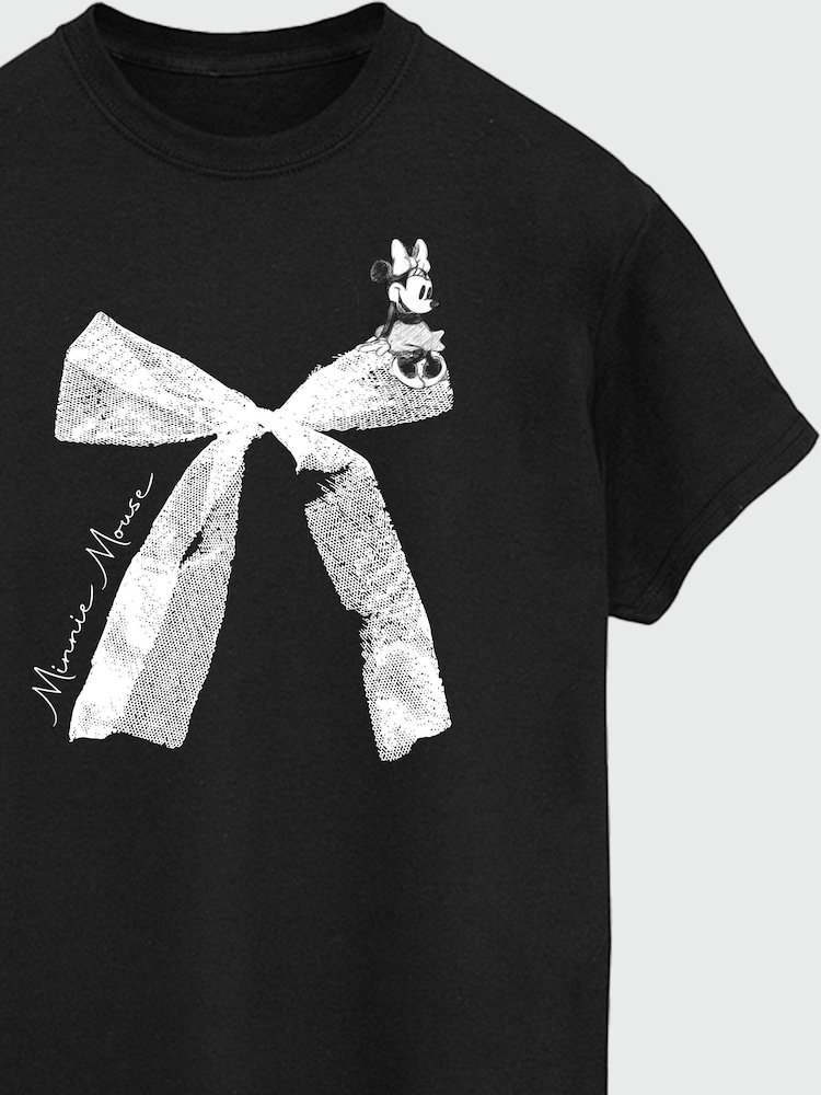Brands In Black Boyfriend Fit Women Disney Minnie Mouse Bow 100% Cotton T-Shirt - Image 3 of 3