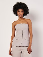 Apricot Grey Tailored Bandeau Waistcoat - Image 1 of 5