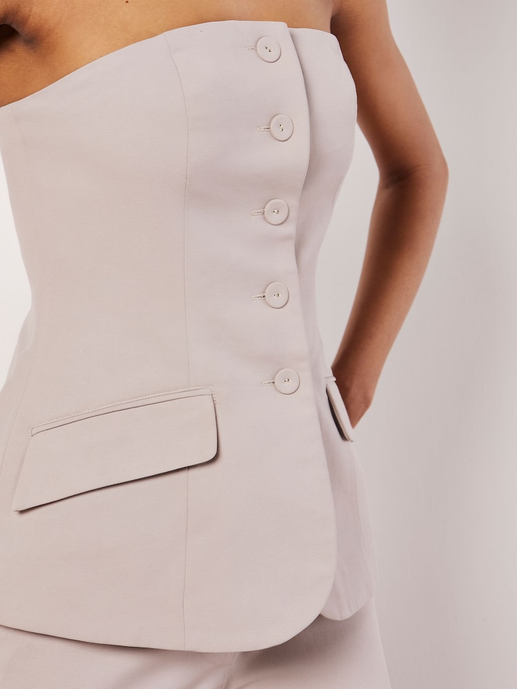 Apricot Grey Tailored Bandeau Waistcoat - Image 5 of 5