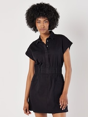 Apricot Black Mini Smocked Waist Utility Dress - Image 2 of 5