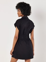 Apricot Black Mini Smocked Waist Utility Dress - Image 4 of 5