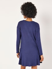 Apricot Blue Button Collar 2 Pocket Swing Dress - Image 3 of 4