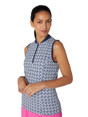 Original Penguin Golf Geo Print Sleeveless Polo Shirt - Image 1 of 5