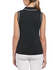 Original Penguin Golf Sleeveless Black Polo Shirt with Piping - Image 2 of 4