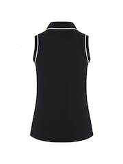 Original Penguin Golf Sleeveless Black Polo Shirt with Piping - Image 4 of 4