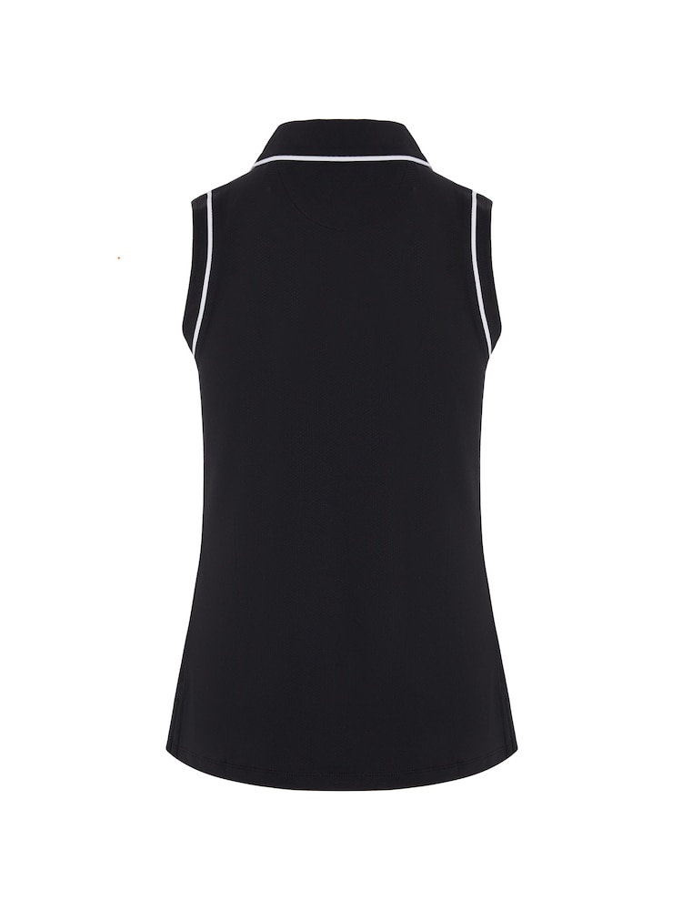 Original Penguin Golf Sleeveless Black Polo Shirt with Piping - Image 4 of 4
