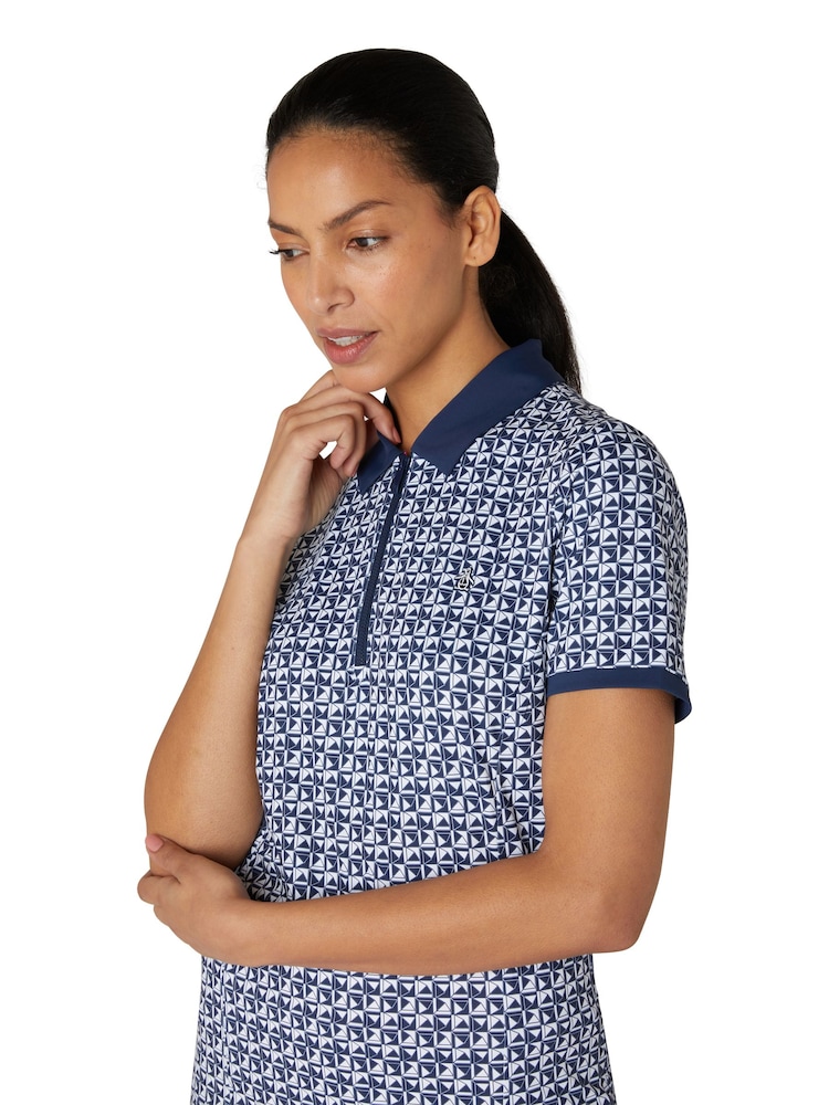 Original Penguin Golf Geo Print Short Sleeve Black Polo Shirt - Image 2 of 5