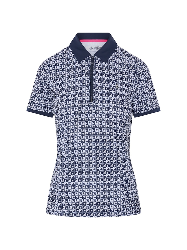Original Penguin Golf Geo Print Short Sleeve Black Polo Shirt - Image 4 of 5
