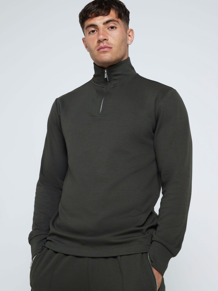 River Island スリムフィット スマート ファンネルネック コットン 100% スウェットシャツ - 画像 1 / 4