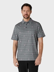 Callaway Apparel Grey Scotch Bottle Novelty Print Polo Shirt - Image 1 of 5