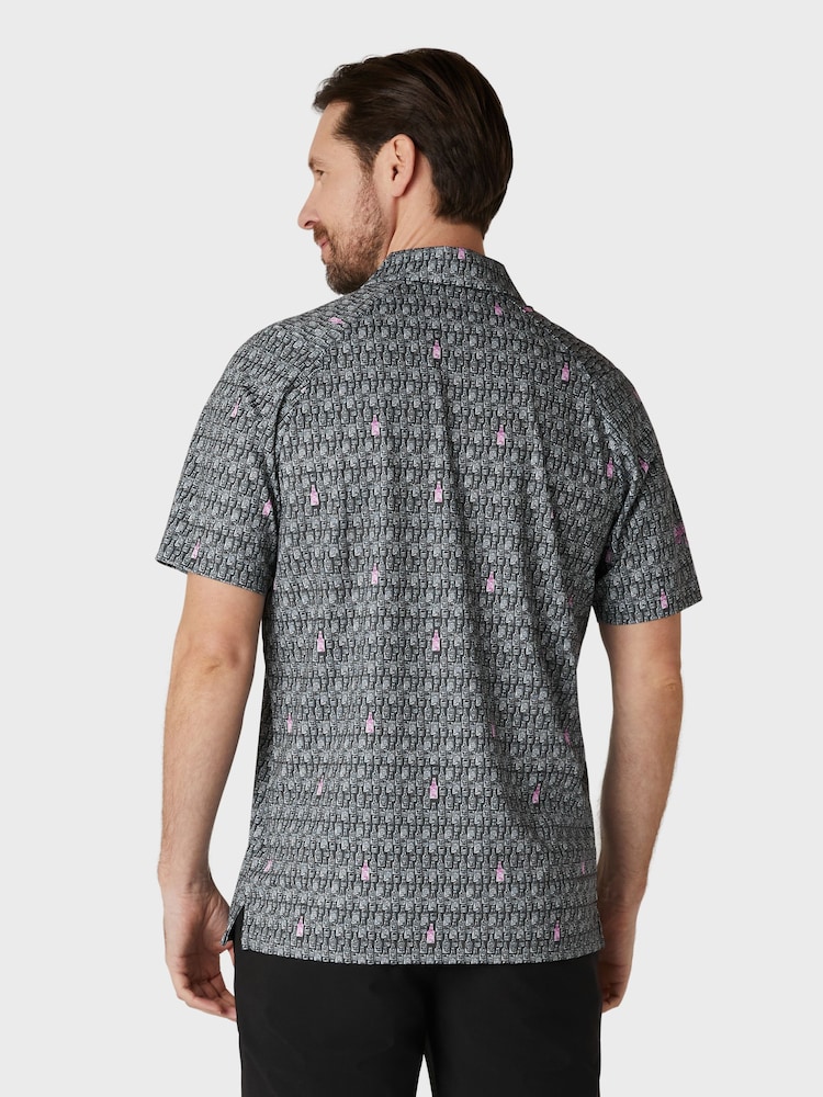 Callaway Apparel Grey Scotch Bottle Novelty Print Polo Shirt - Image 2 of 5
