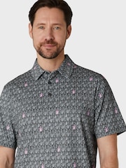 Callaway Apparel Grey Scotch Bottle Novelty Print Polo Shirt - Image 3 of 5