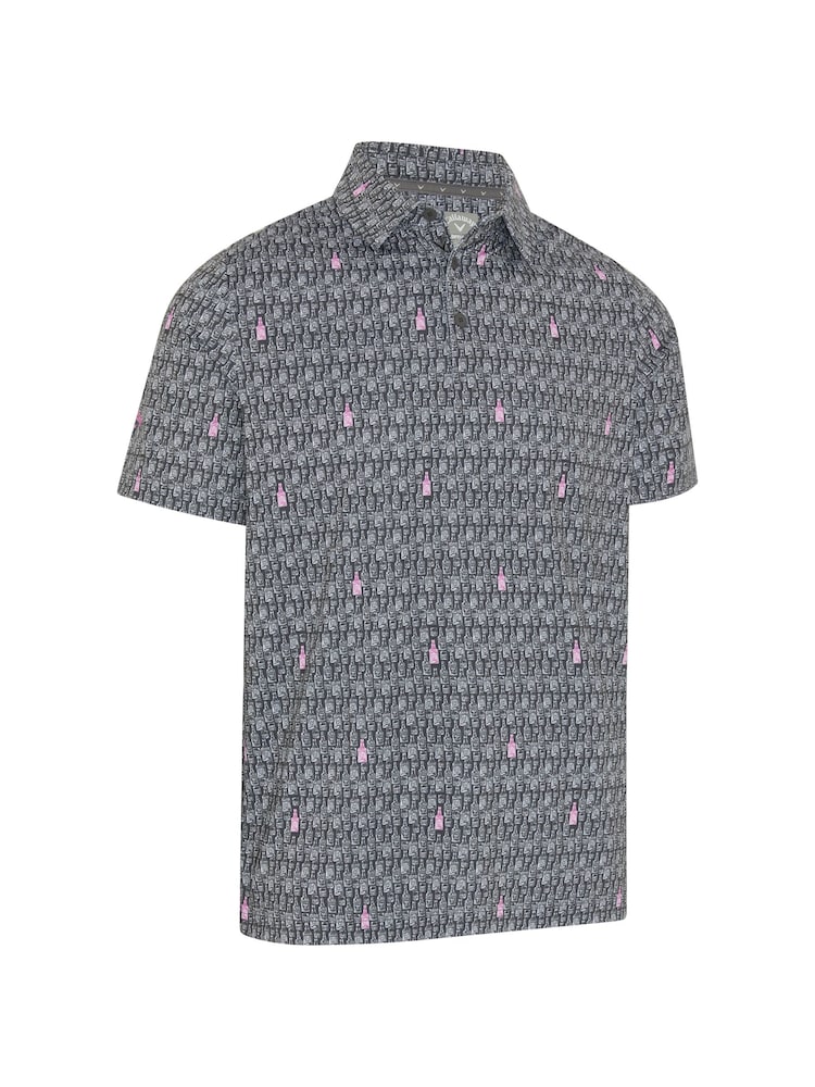 Callaway Apparel Grey Scotch Bottle Novelty Print Polo Shirt - Image 4 of 5