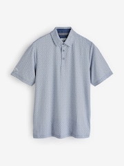 Callaway Apparel Blue Tee All Over Print Polo Shirt - Image 7 of 7