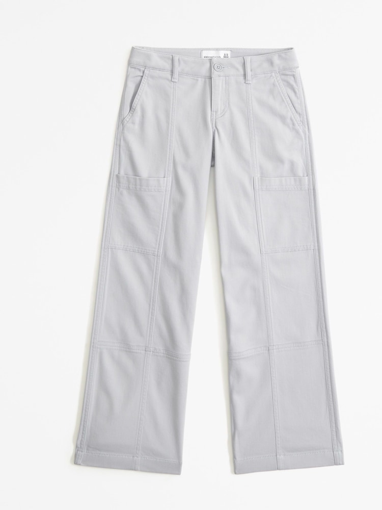 Abercrombie & Fitch Grey Wide Leg Cargo Trousers - Image 1 of 3