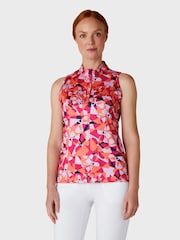 Callaway Apparel Geometric Floral Print Sleeveless Polo Shirt - Image 1 of 5