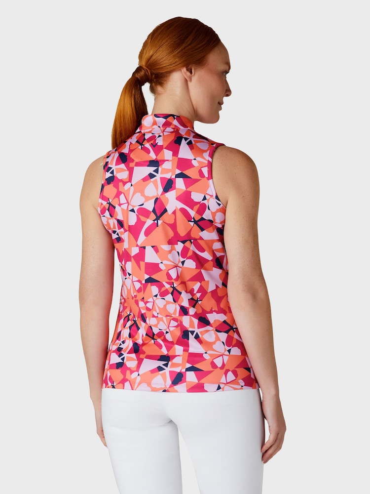 Callaway Apparel Geometric Floral Print Sleeveless Polo Shirt - Image 2 of 5