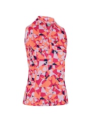 Callaway Apparel Geometric Floral Print Sleeveless Polo Shirt - Image 4 of 5