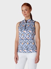 Callaway Apparel Sleeveless White Polo Shirt Featuring Butterfly Graphic Print - Image 1 of 5
