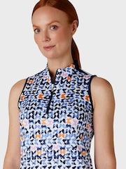 Callaway Apparel Sleeveless White Polo Shirt Featuring Butterfly Graphic Print - Image 3 of 5